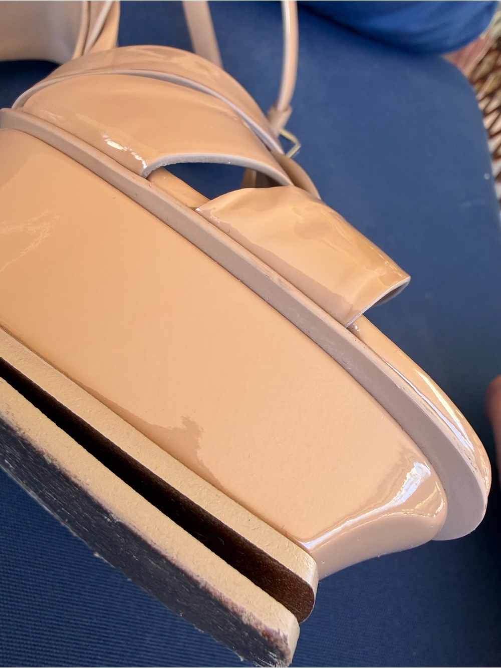 Saint Laurent Tribute 105 Nude Patent Leather Platform Sandal Heels YSL Size 41 - Picture 14 of 16